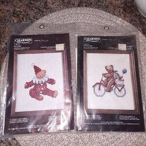 Charmin Vintage CountedCross Stitch Kits - Bear Clown and Bear on Bicycle